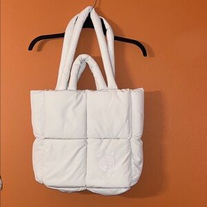New White  Puff Tote Bag - Women's Shoulder Bag Chicago Cubs Baseball